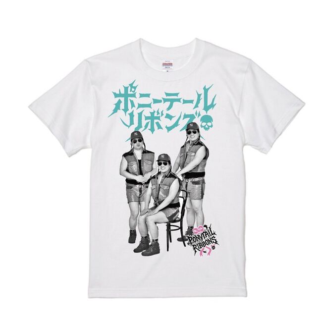 【ポニーテールリボンズ】ちょうど21周年Tシャツ 第3弾『ファミリーフォト』 ホワイト/グリーン XLサイズ