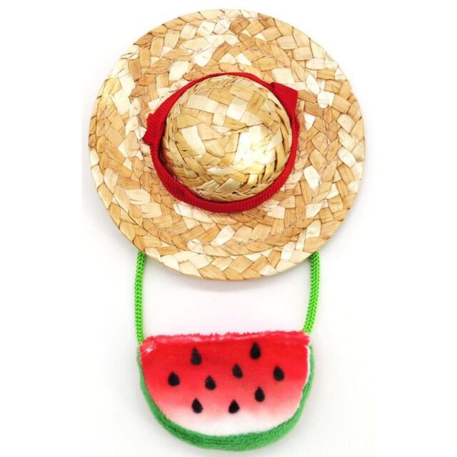 ピクルス　麦わら帽子　スイカポシェットセット