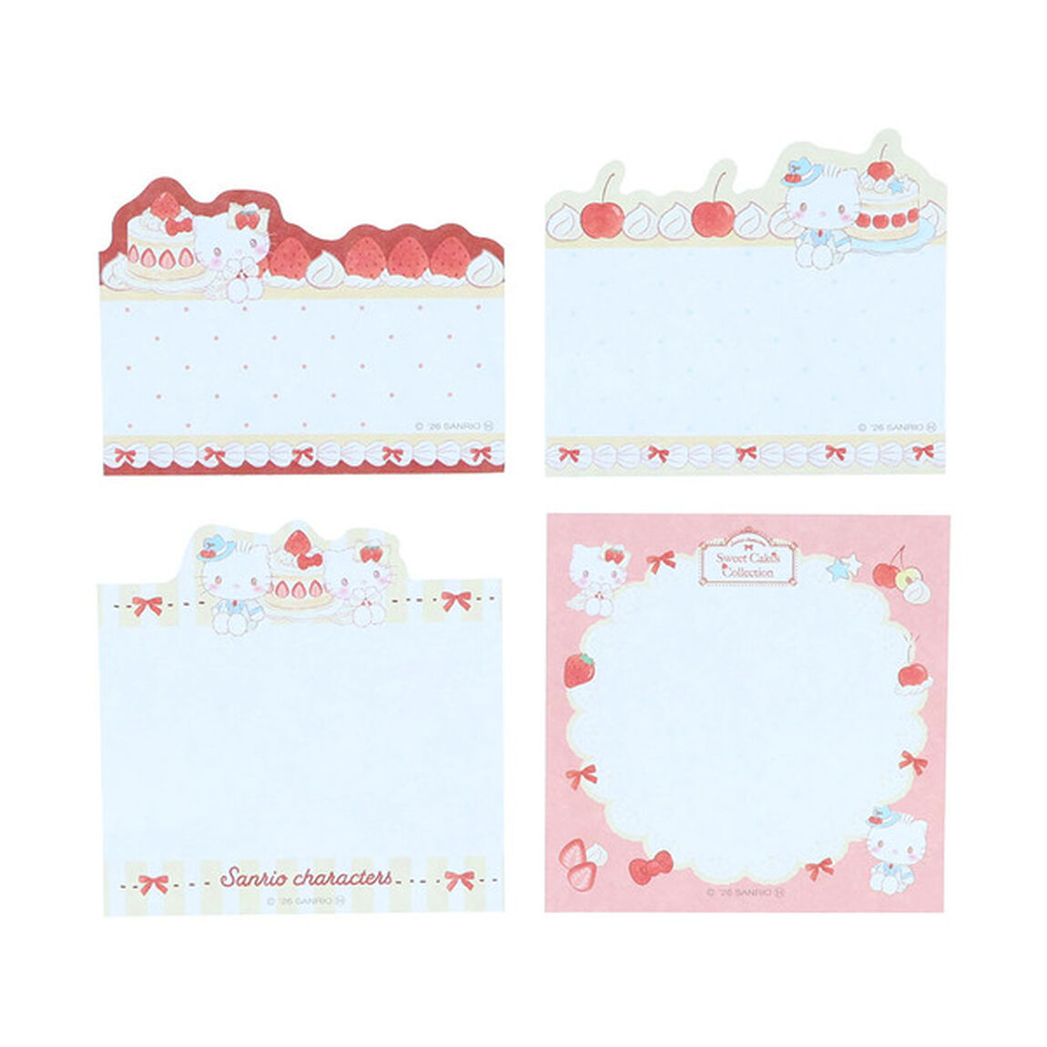 ダイカットブロック付箋　Sanrio Sweet Cakes Collection　レッド＆ピンク