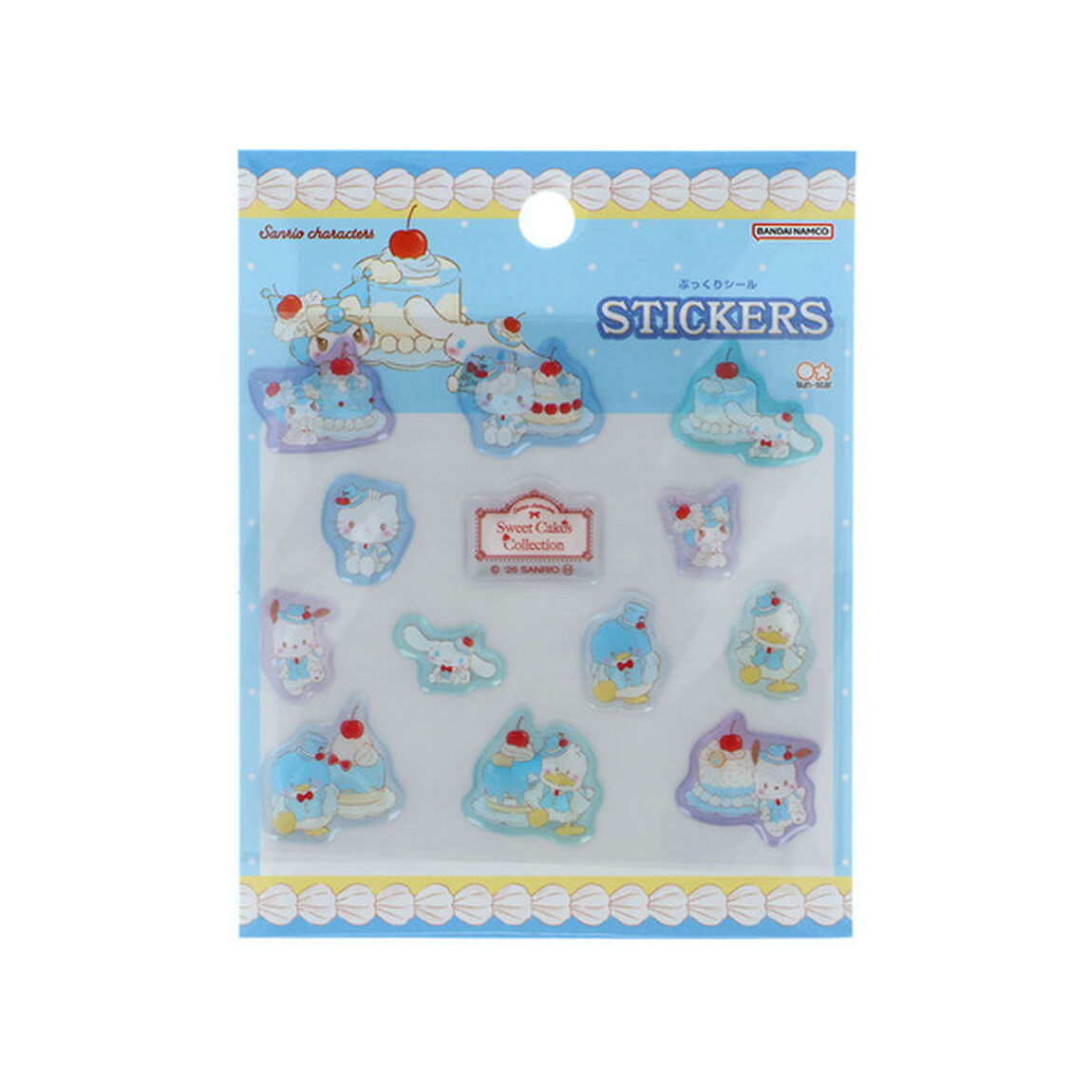 ぷっくりシール　Sanrio Sweet Cakes Collection　ストロベリーショートケーキ＆スカイブルーチェリーケーキ