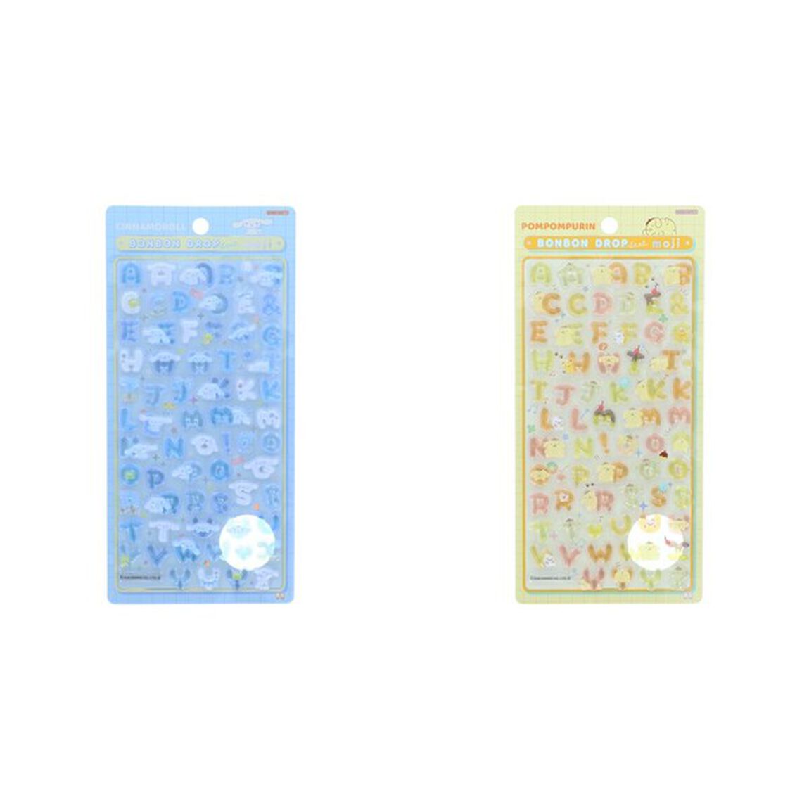 ボンボンドロップシール　もじ　ポムポムプリン&シナモロール