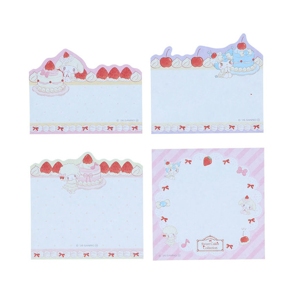 ダイカットブロック付箋　Sanrio Sweet Cakes Collection　レッド＆ピンク
