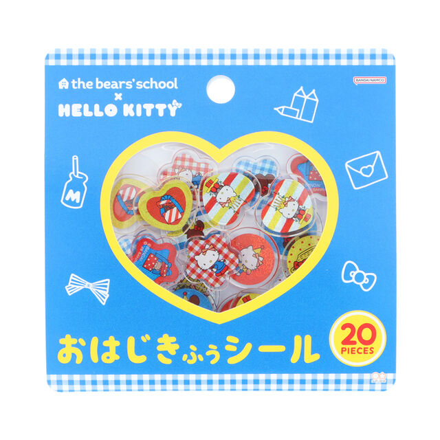 おはじき風シール　くまのがっこう&times;ハローキティ　ブルー/レッド
