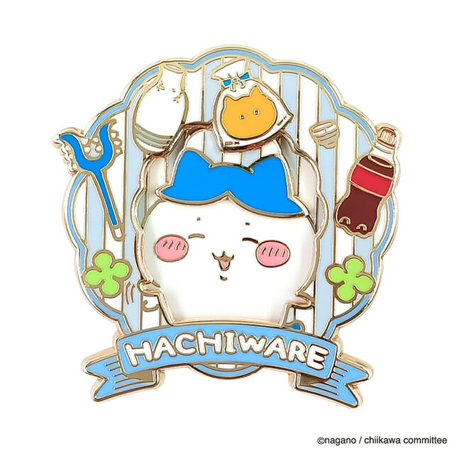 大きめギミックピンバッジ　ハチワレ