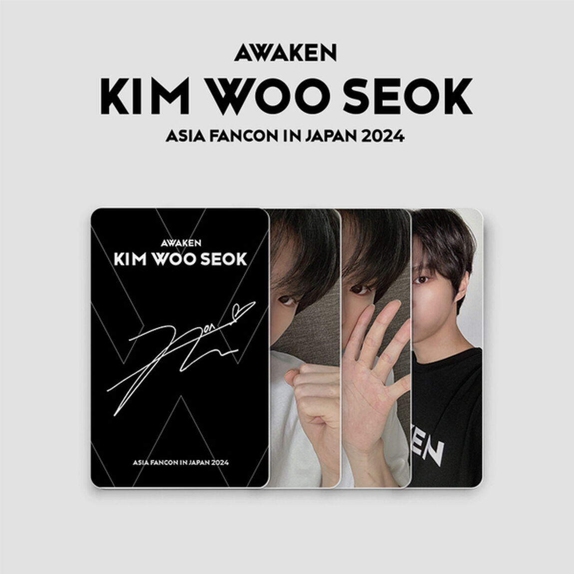 【キム・ウソク】『KIM WOO SEOK ASIA FANCON IN JAPAN 2024 AWAKEN』 ボイスキーリング(ラッキーVER.)1個/フォトカード3枚1セット