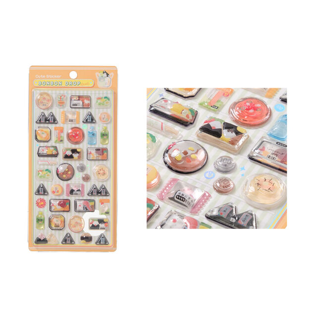 ボンボンドロップシール 4種セット おにぎりお弁当/サンドイッチパン/スイーツお菓子/ホットスナック