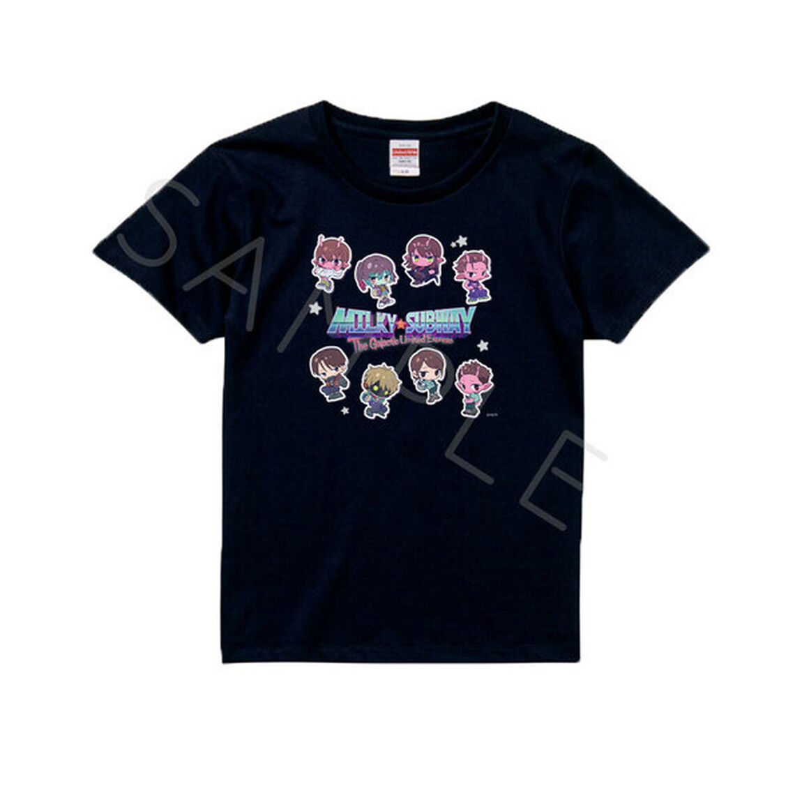 アニメ『銀河特急 ミルキー☆サブウェイ』 Tシャツ(ちぽっけ) TD(集合) ブラック Lサイズ