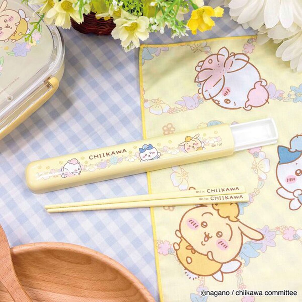【セット】角型1段ランチボックス・引フタ箸箱　フェアリーフラワー　ちいかわ