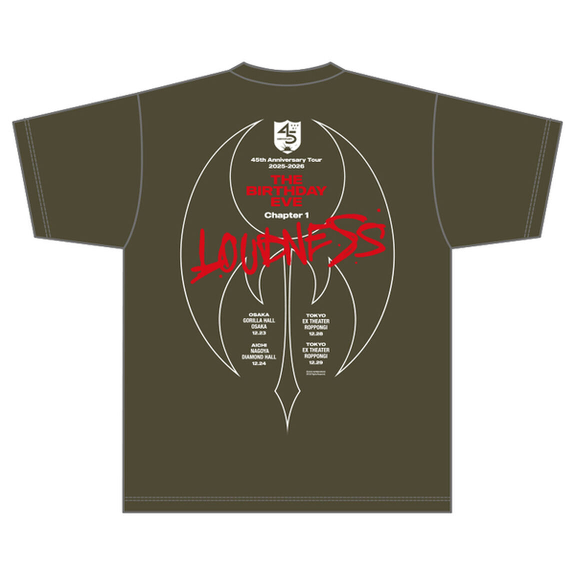 【LOUDNESS】45th Anniversary Tour 2025-2026 Chapter1 &rdquo;THE BIRTHDAY EVE&rdquo;「マルチロゴTシャツ」アーミーグリーン（XXLサイズ）