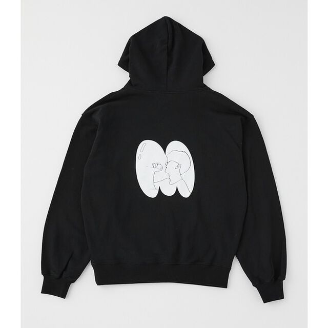 『伊藤昌弘』PRINT HOODIE 110 BLK L