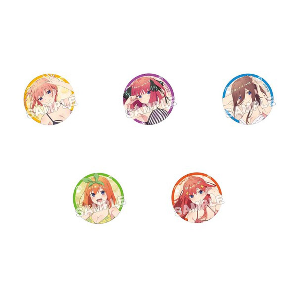 五等分の花嫁∽／描き下ろし缶バッジ(水着)／5種セット