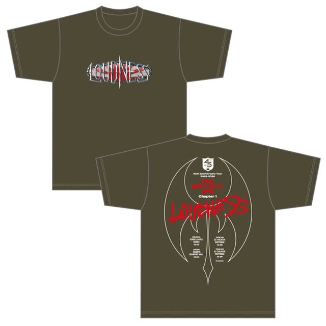 【LOUDNESS】45th Anniversary Tour 2025-2026 Chapter1 &rdquo;THE BIRTHDAY EVE&rdquo;「マルチロゴTシャツ」アーミーグリーン（Mサイズ）