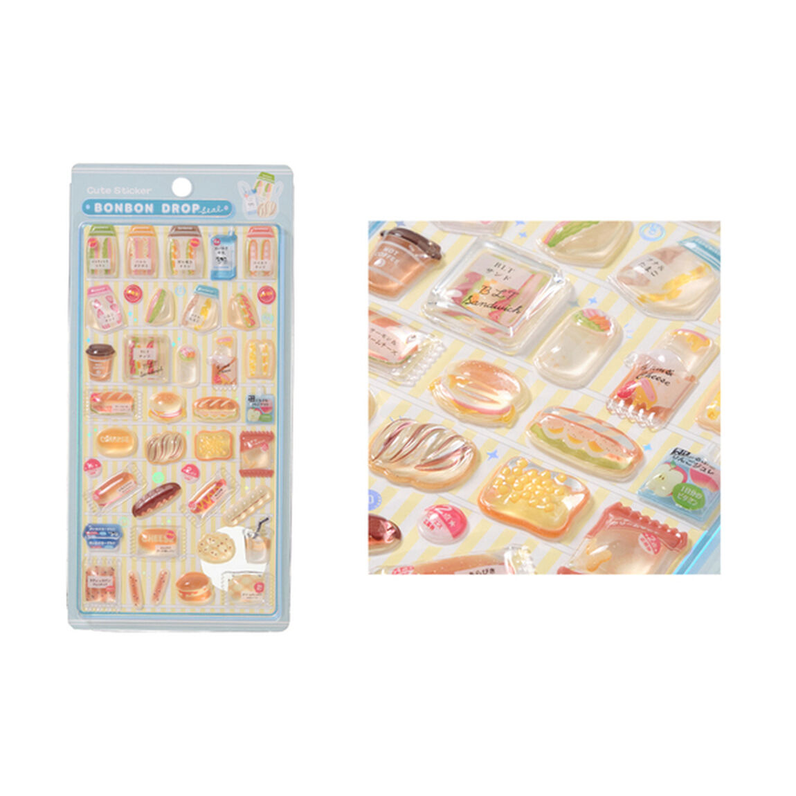 ボンボンドロップシール 4種セット おにぎりお弁当/サンドイッチパン/スイーツお菓子/ホットスナック
