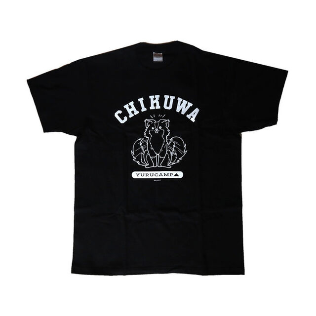 「ゆるキャン△」 ちくわ カレッジ Tシャツ ブラック　XL