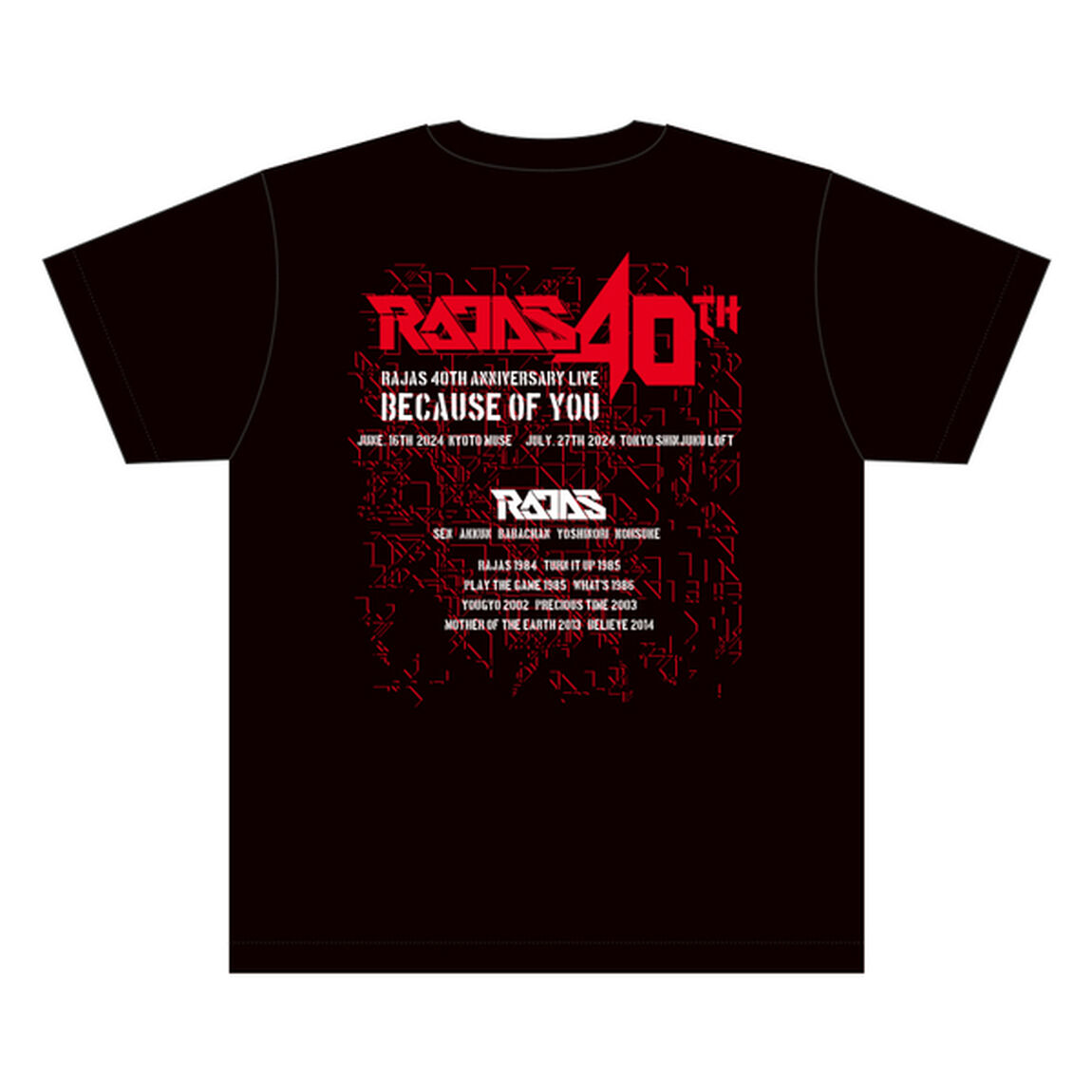 【RAJAS】40th Anniversary Live Tシャツ Lサイズ ＜特典：チケット先行販売QRコード付ポストカード＞