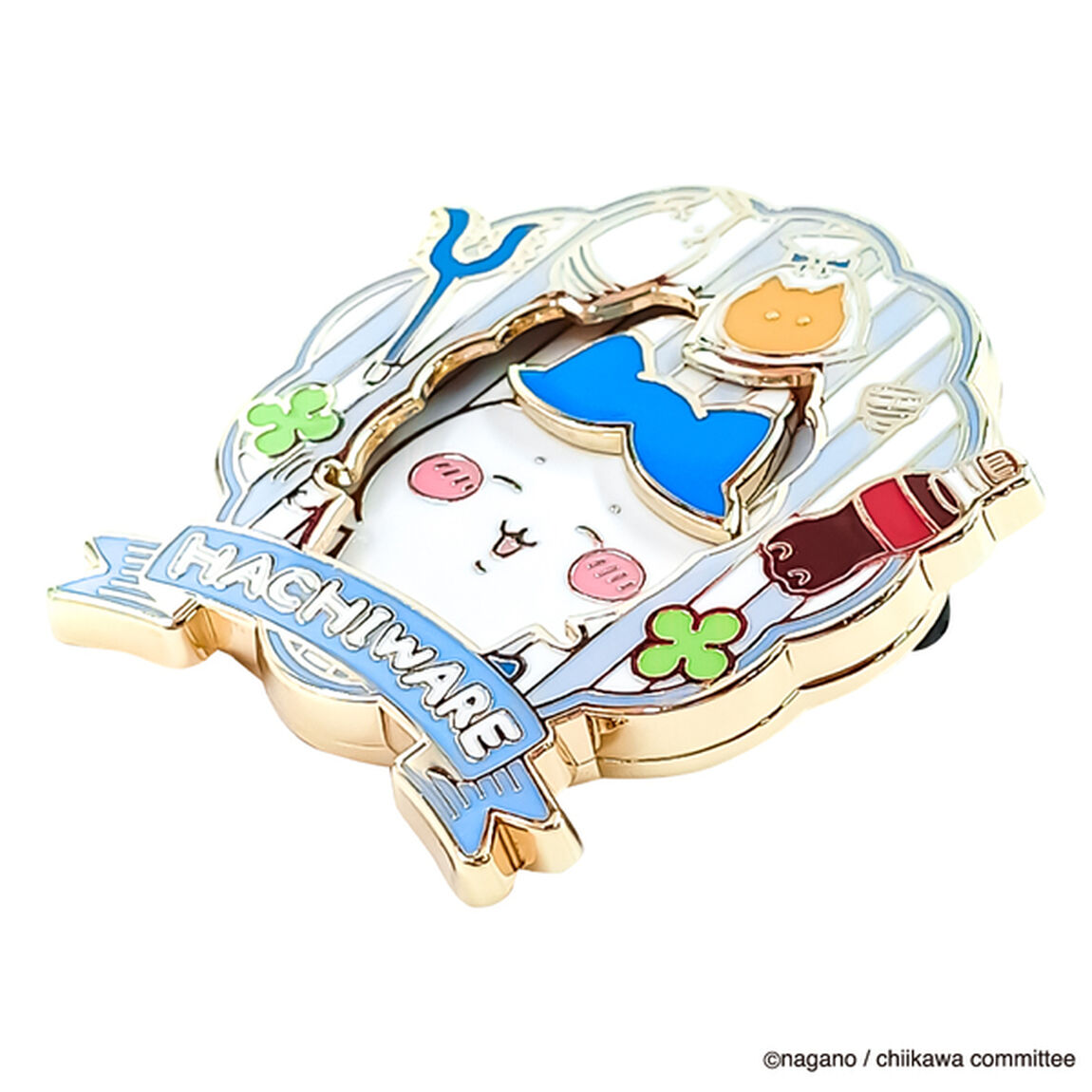 大きめギミックピンバッジ　ハチワレ