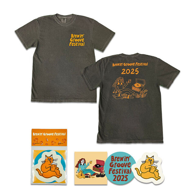 Brewin&rsquo; Groove Festival オフィシャルTシャツ グレー XLサイズ＋ステッカー（3枚入り）セット