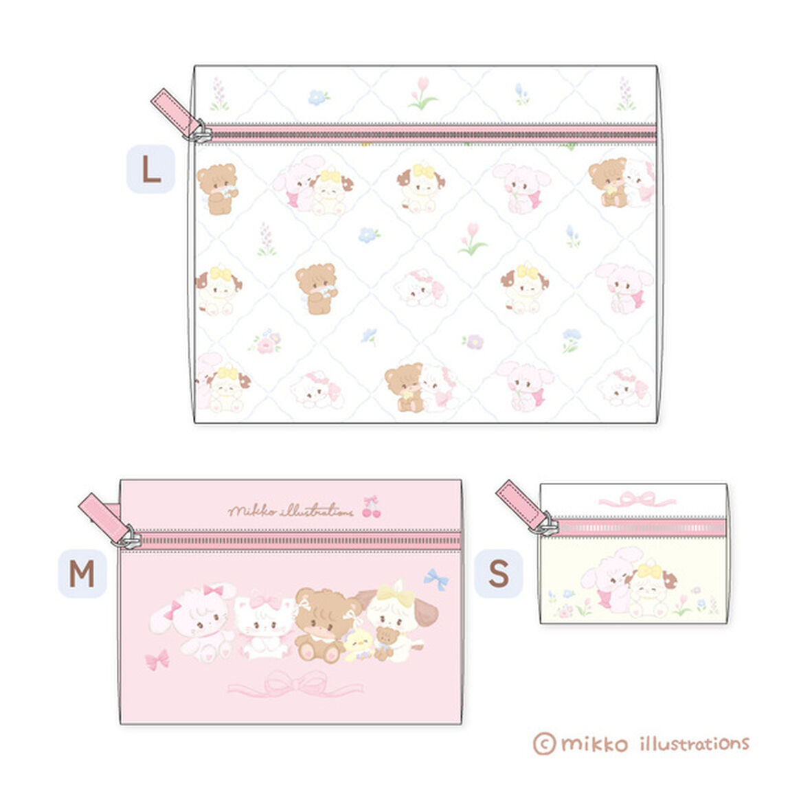 3連ポーチ　mikko illustrations