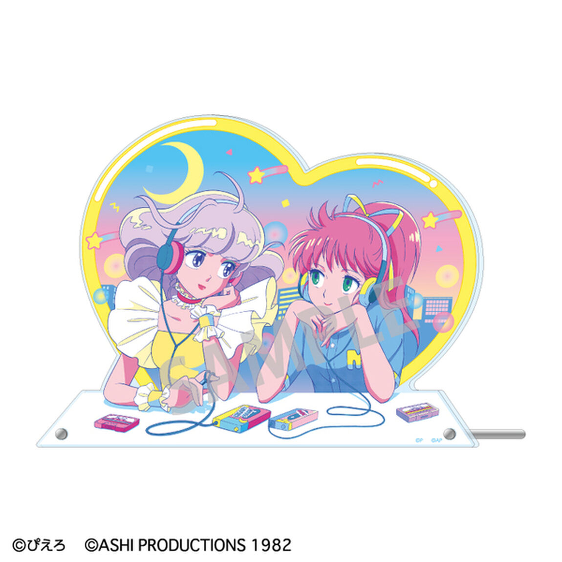 魔法の天使クリィミーマミ&times;魔法のプリンセスミンキーモモ ハート型アクリルパネル／レトロテイスト（2026年7月以降発売予定）
