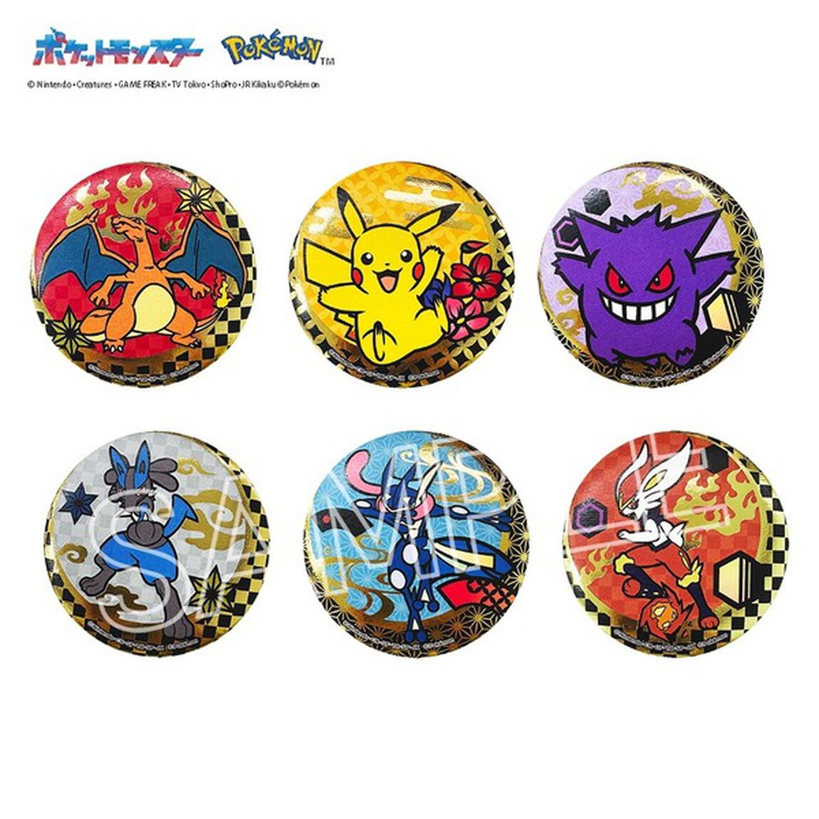 ポケット モンスター 切り絵シリーズ　箔押し缶バッジ　B【BOX】（2025年3月下旬以降発売予定）