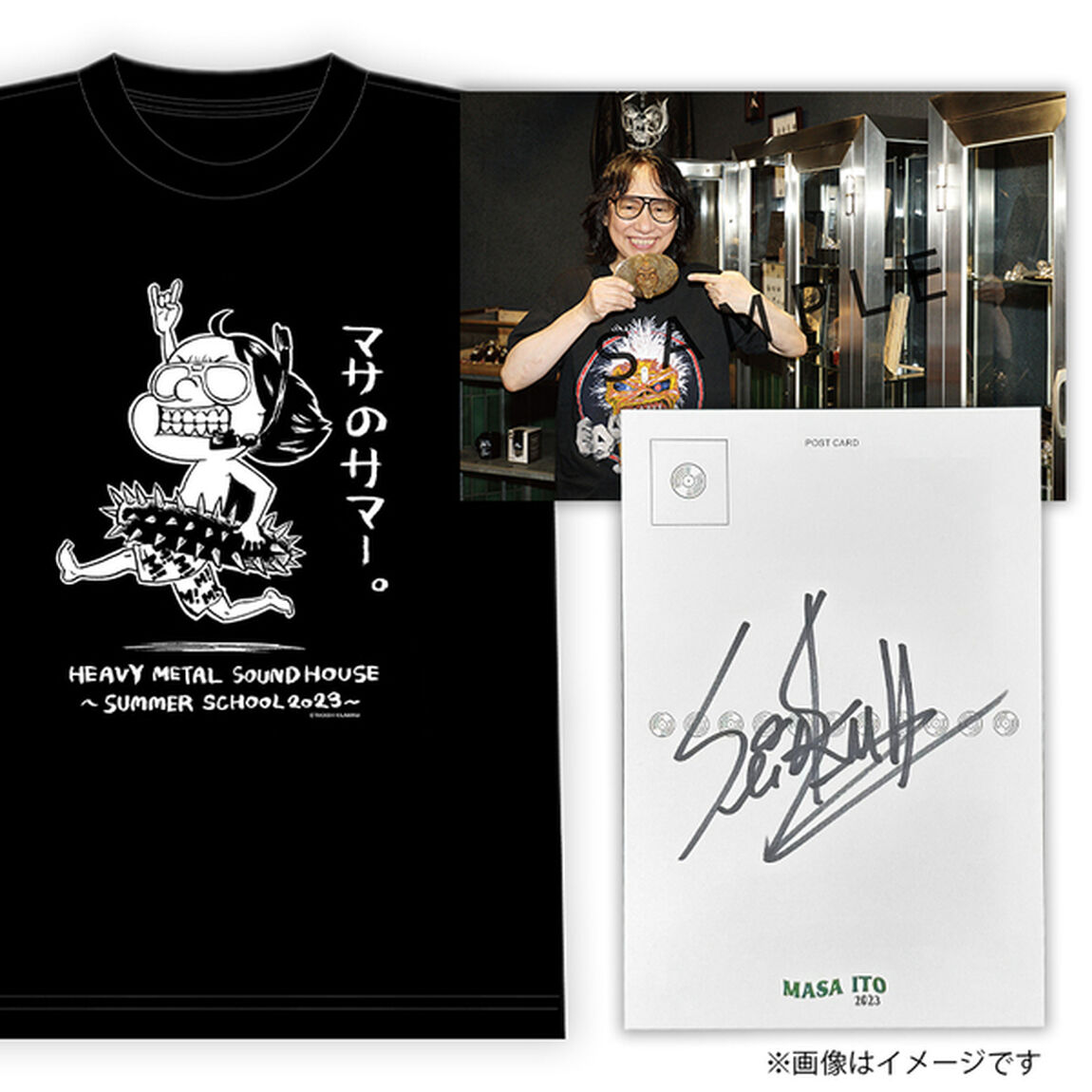【伊藤政則】マサのサマーTシャツ BLACK size L 【特典：直筆サイン入りポストカード付】