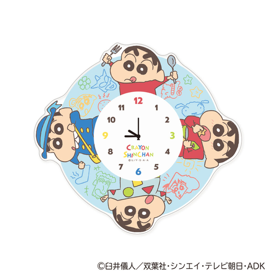 アクリル壁掛け時計　ファミリー　クレヨンしんちゃん（2023年3月下旬以降発売予定）