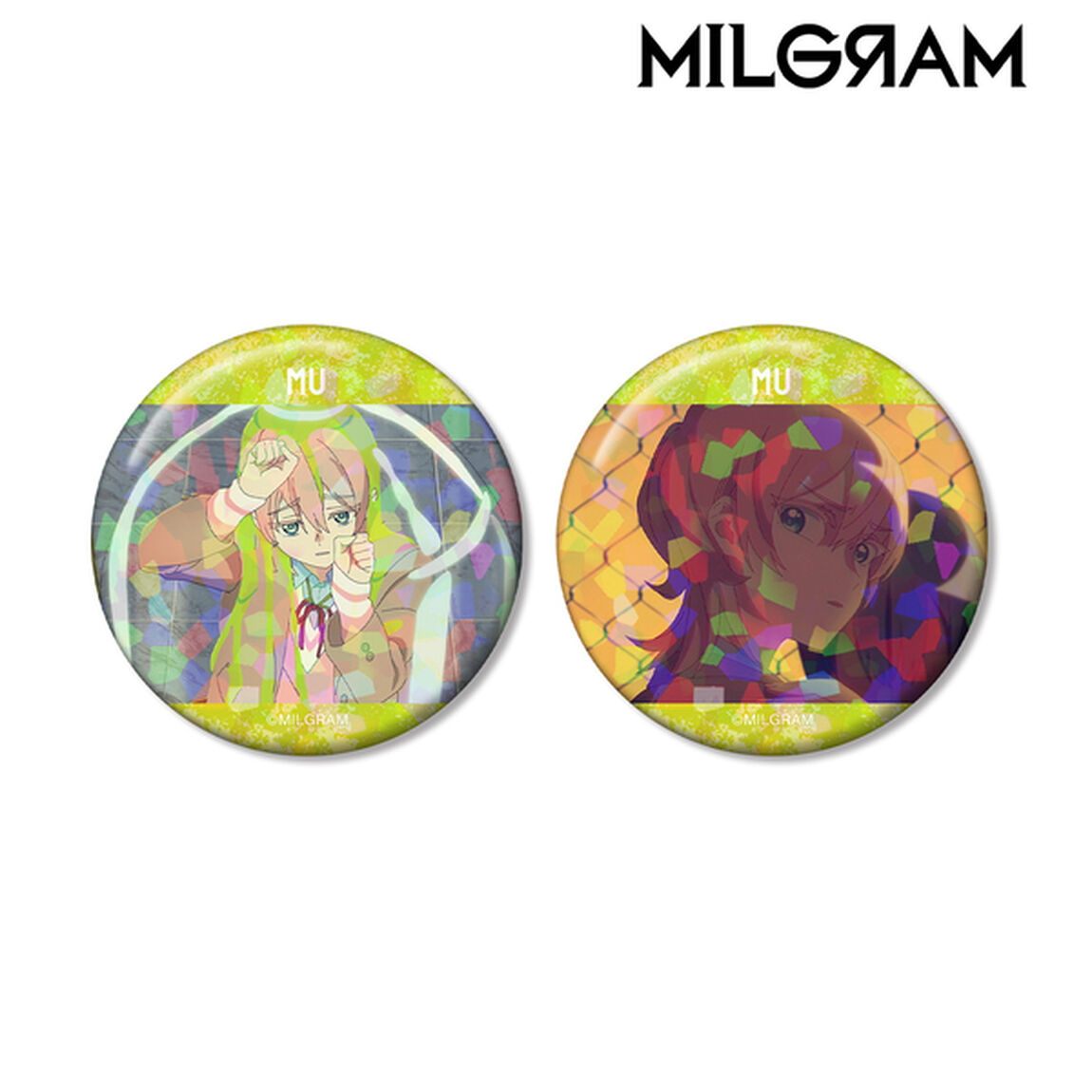 MILGRAM -ミルグラム- ムウ 場面写ホログラム缶バッジ2個セット（2026年4月上旬以降発売予定）