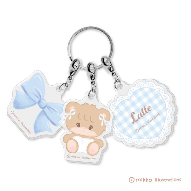 ３連アクリルキーホルダー　ラテ　mikko illustrations