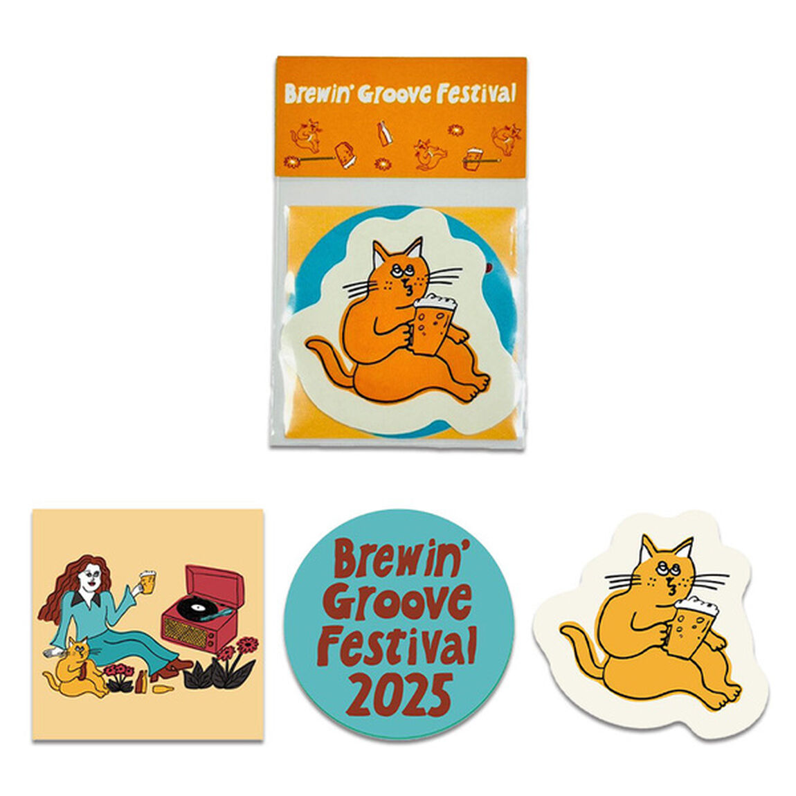 Brewin&rsquo; Groove Festival オフィシャルTシャツ グレー XLサイズ＋ステッカー（3枚入り）セット