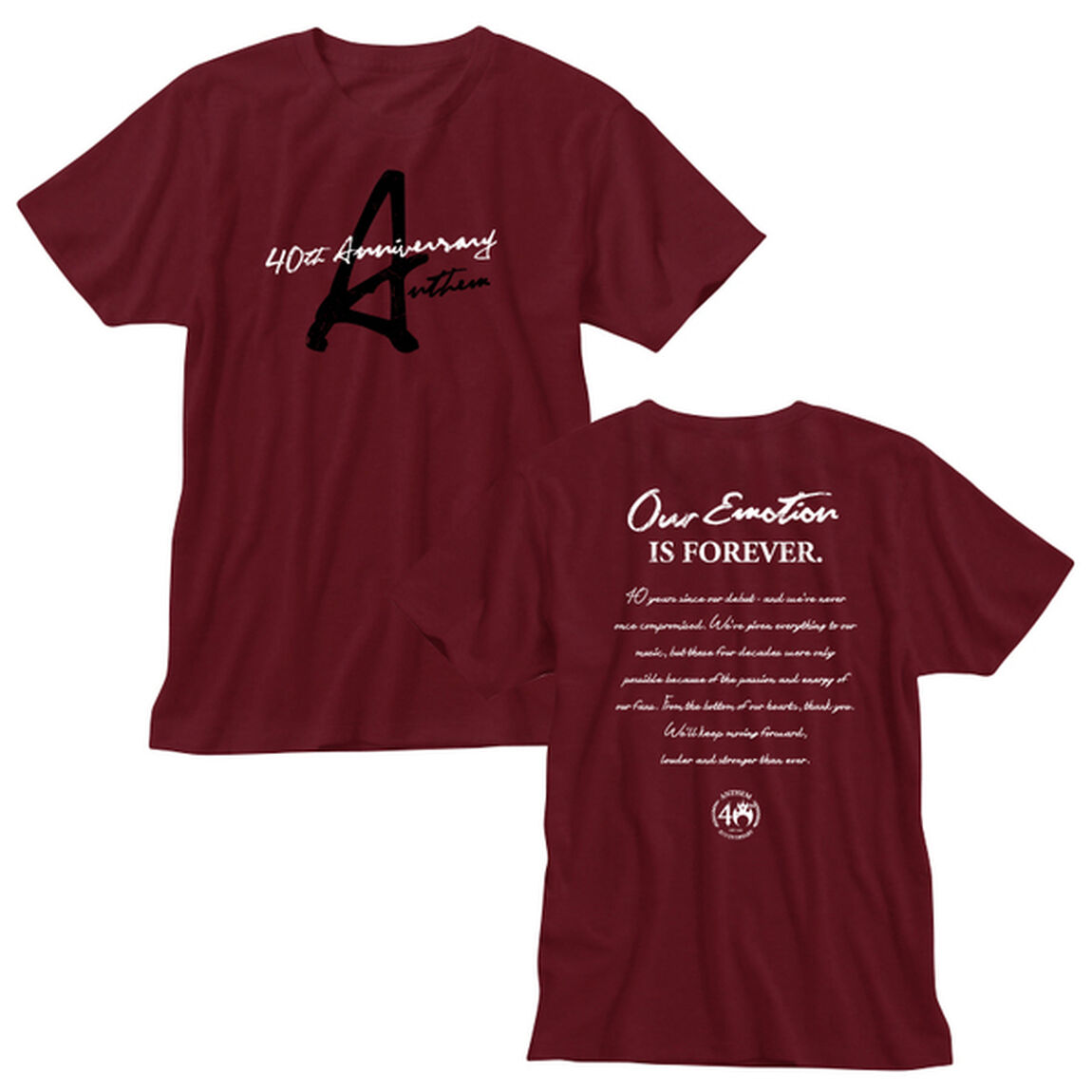 【ANTHEM】40th Anniversary Live GOODS Tシャツ（マルーン）Lサイズ