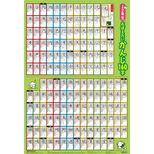 Ｂ２小学２年生　おぼえたいかんじ１６０字