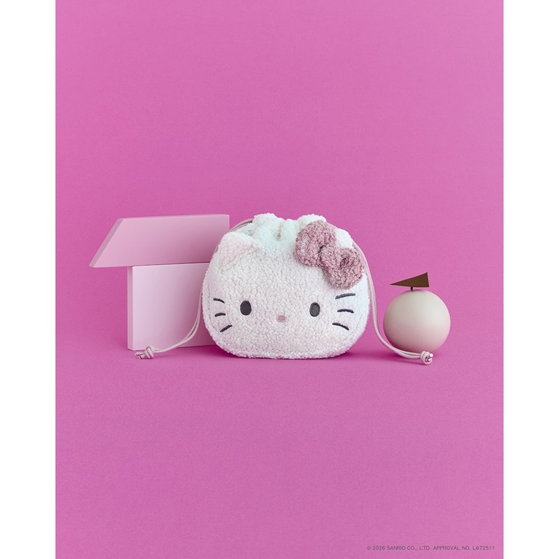 HELLO KITTY × BRILMY ズボラさんでも整理がかなう 巾着コスメポーチ BOOK PALE PINK ver.