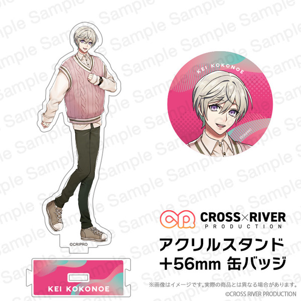 【CROSS×RIVER PRODUCTION】九重慧  56mm缶バッチ＆アクリルスタンド 私服ver.(セット商品)