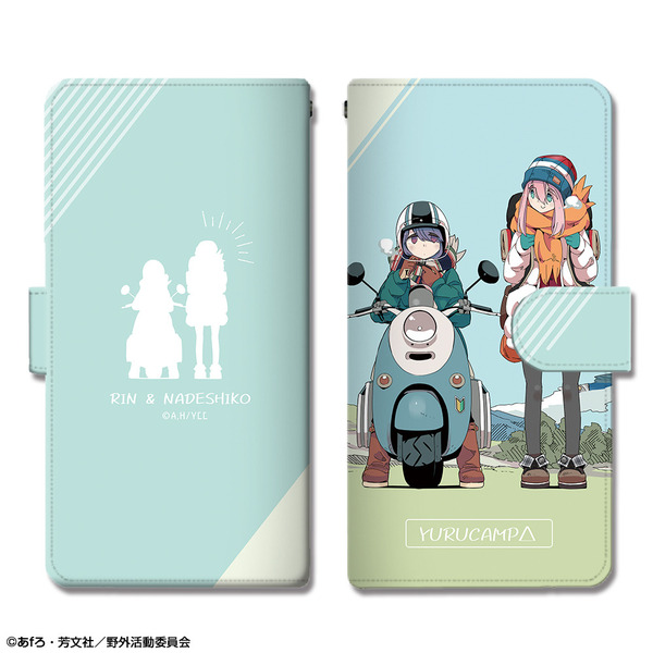 ゆるキャン△ ブックスタイルスマホケース Mサイズ Ver.2 デザイン04(各務原なでしこ&志摩リン/A)(2021年3月下旬発売)