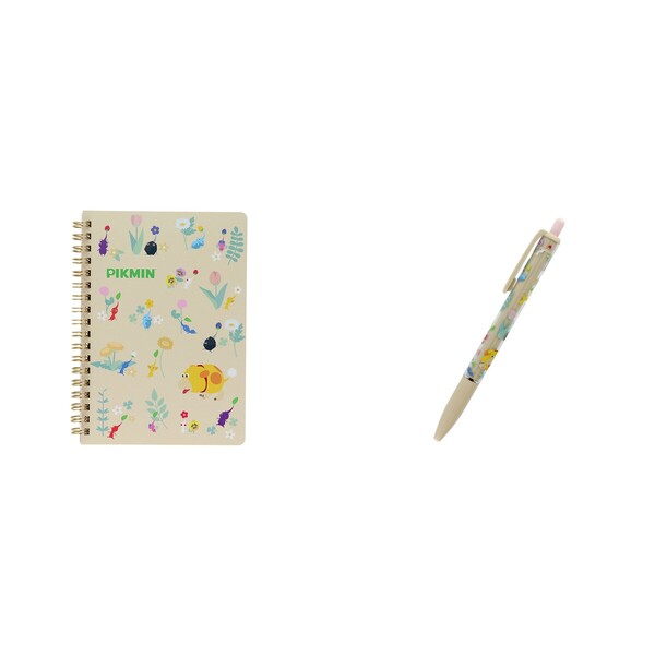 【セット】ＷリングノートＢ６　ピクミン　ちらばり＆ボールペン　ピクミン　ベージュ