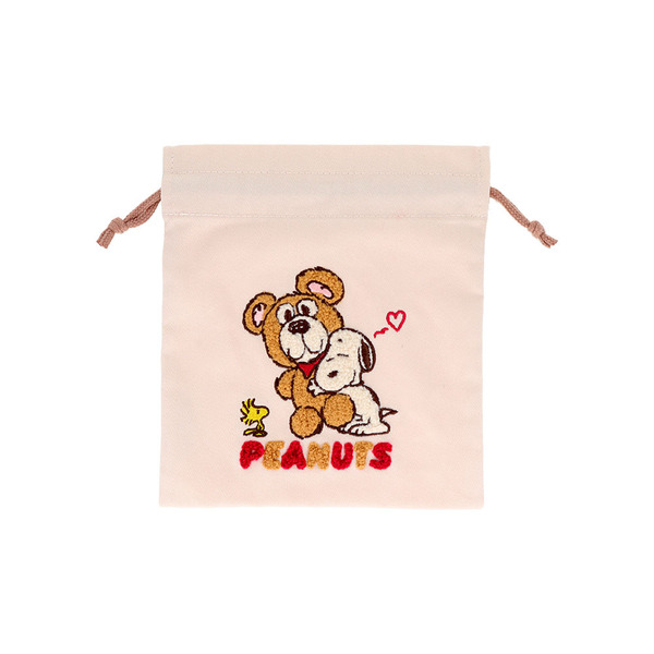 サガラ刺繍巾着　ＰＮＳＣＢ　ブラウン