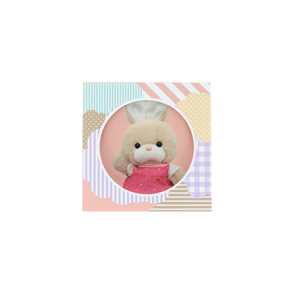 窓付スクエアメモ　レトロぬいぐるみこれくしょん　パッチワーク/チェック