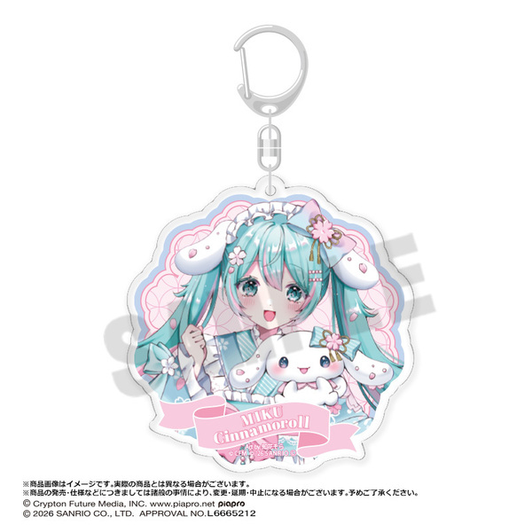 初音ミク×シナモロール 夢桜ver.　BIGラウンドアクリルキーホルダー　A（2026年6月以降発売予定）