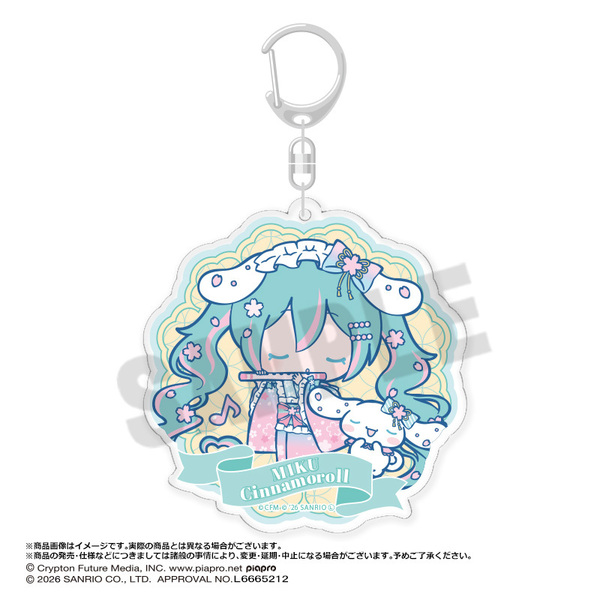 初音ミク×シナモロール 夢桜ver.　BIGラウンドアクリルキーホルダー　D（2026年6月以降発売予定）
