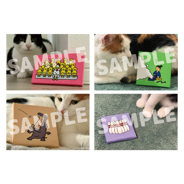 ハナコ秋山／猫より小さい絵のポストカード（4枚セット）