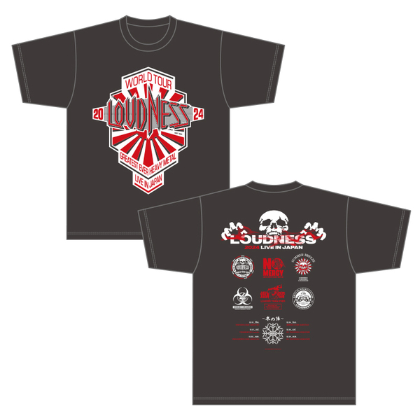LOUDNESS】「GEHM2024」旭日旗ロゴヴィンテージブラックTシャツ（S
